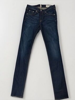 Rag & Bone Kensington. Dark wash skinny jeans with whiskering & fading